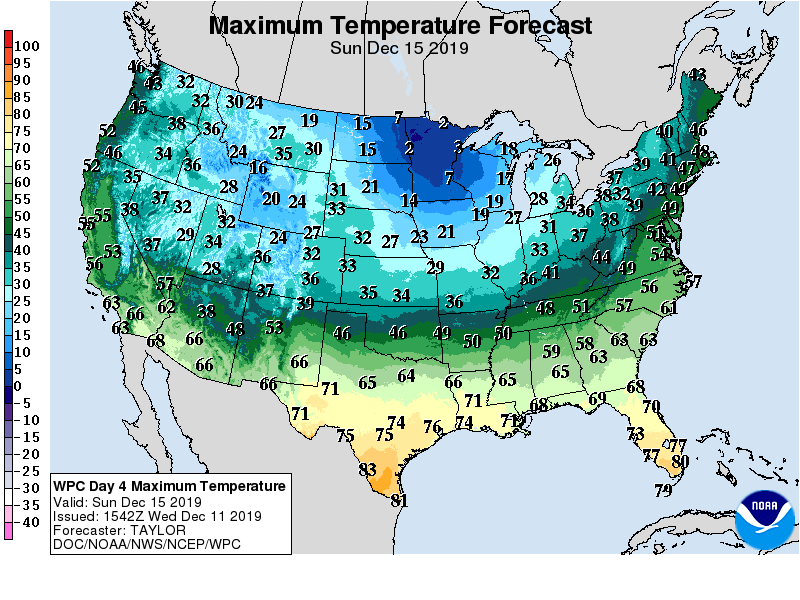 Maximum Temperature Forecast 12/15/19